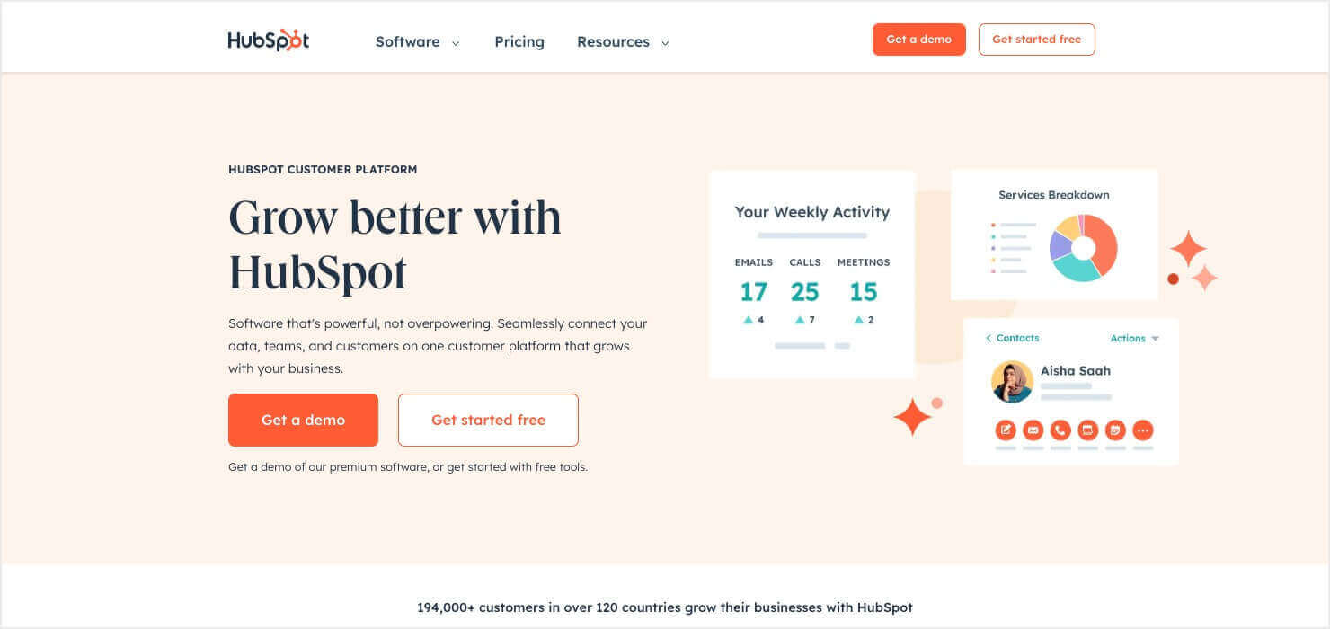 Hubspot homepage