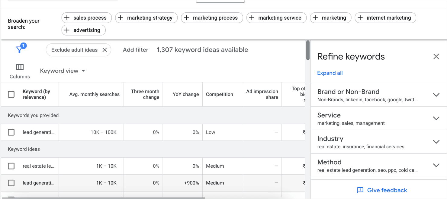 google ads keyword planner for keyword research