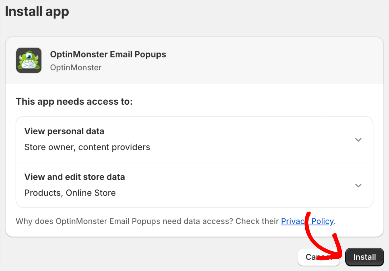 mailchimp popups shopify