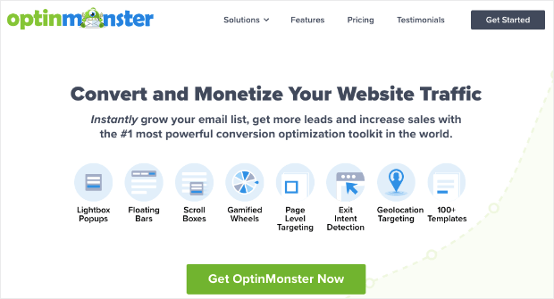 OptinMonster home page - perfect complement to any WordPress subscription plugin