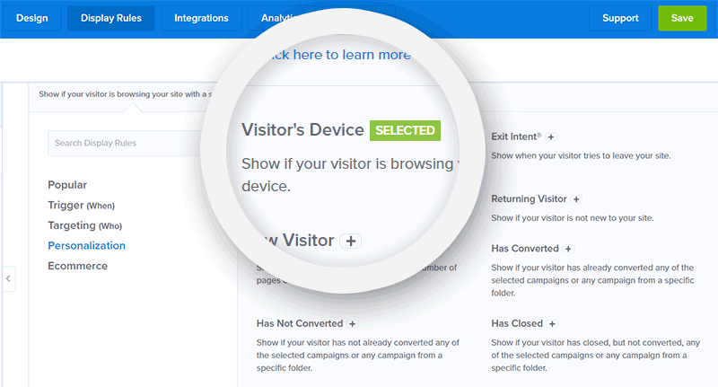 visitor device targeting rule